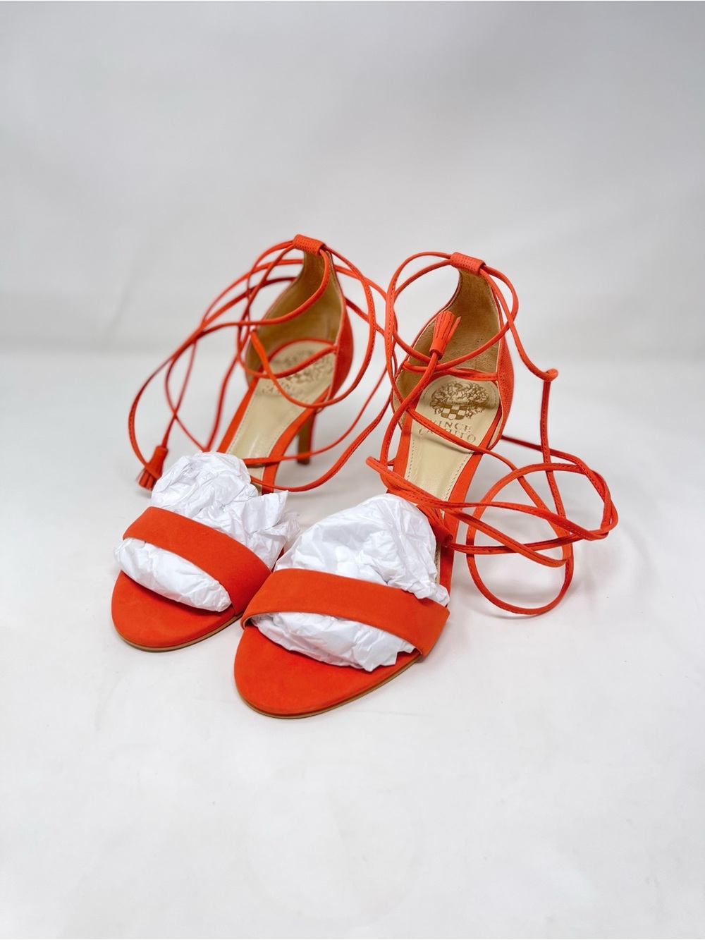 Vince Camuto Bright Orange Lace-Up Heels
